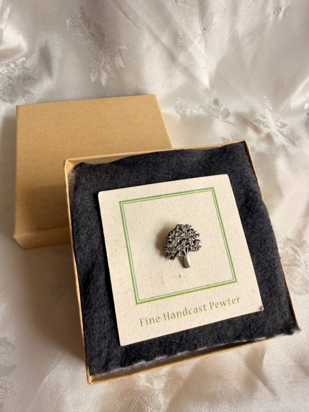 Vintage 2005 Jim Clift Fine Handcast Pewter Tree Lapel Pin w/ Secure Clutch Back